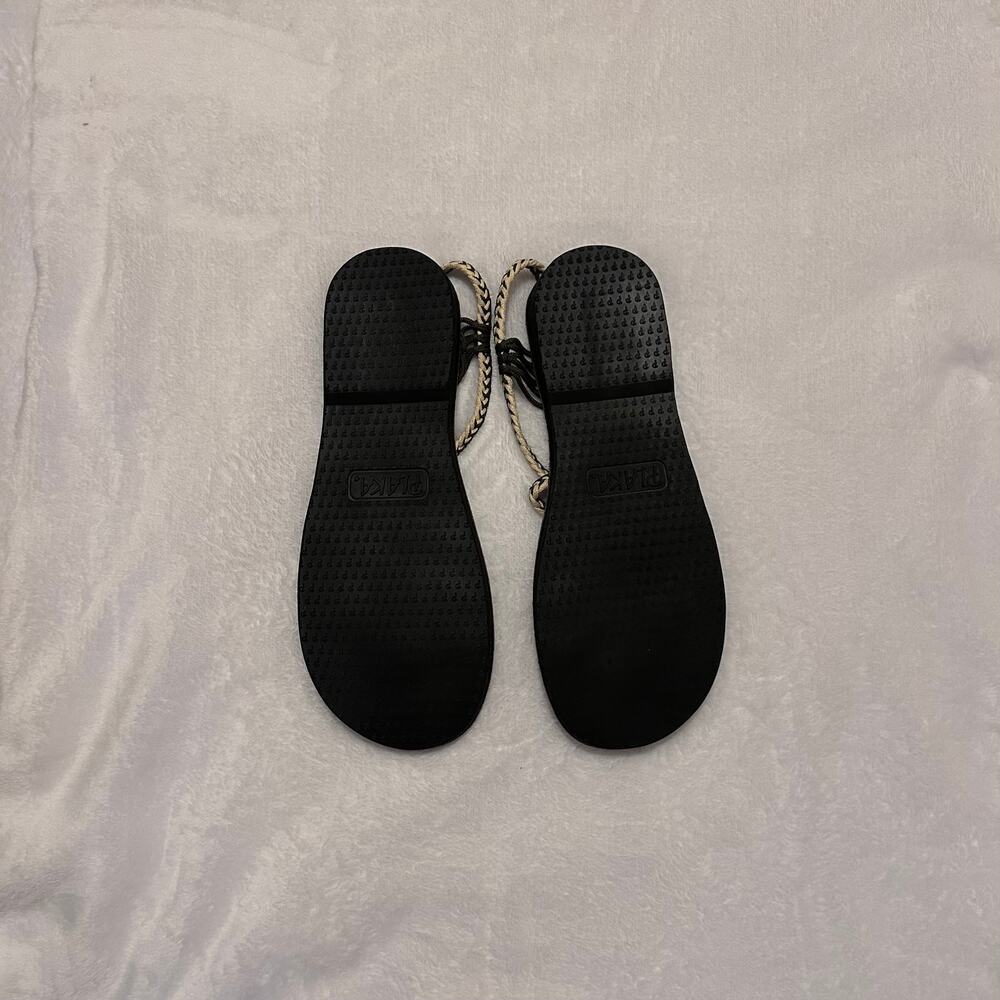 Plaka Flat Sandals for Women Braided Palm Leaf Teal & Moss Green, Size 10 - Picture 6 of 7